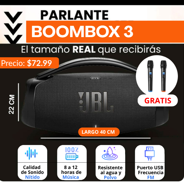 JBL BOOMBOX 3 + 2 Microfonos